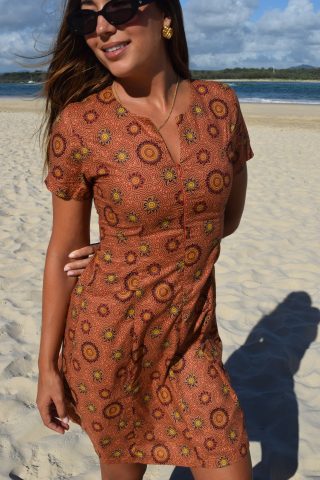Caming Ground – Zip Front Dress – Terracotta