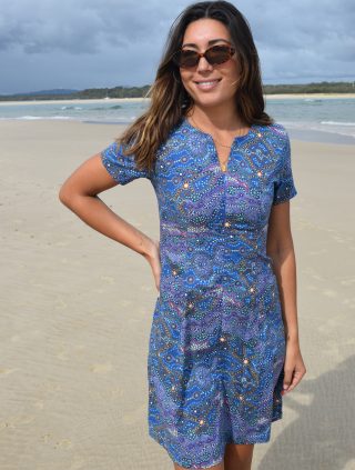 Yalke – Zip Front Dress – Blue