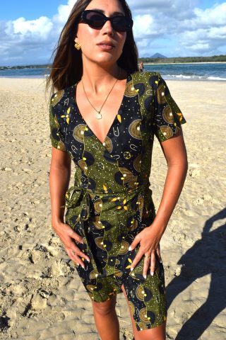 Bush Tucker Dreaming – Wrap Dress with sleeves