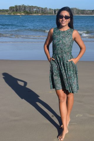 Wild Bush Flowers Dreaming – Vintage Inspired Dress – Green