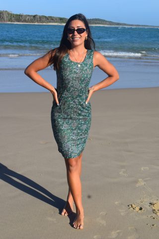 Wild Bush Flowers Dreaming – Sheath Dress – Green